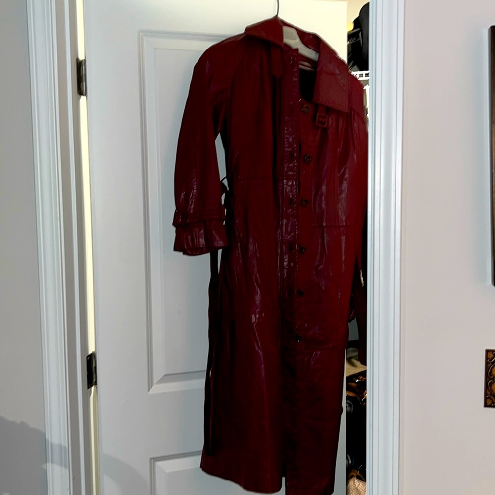 Red leather Trench